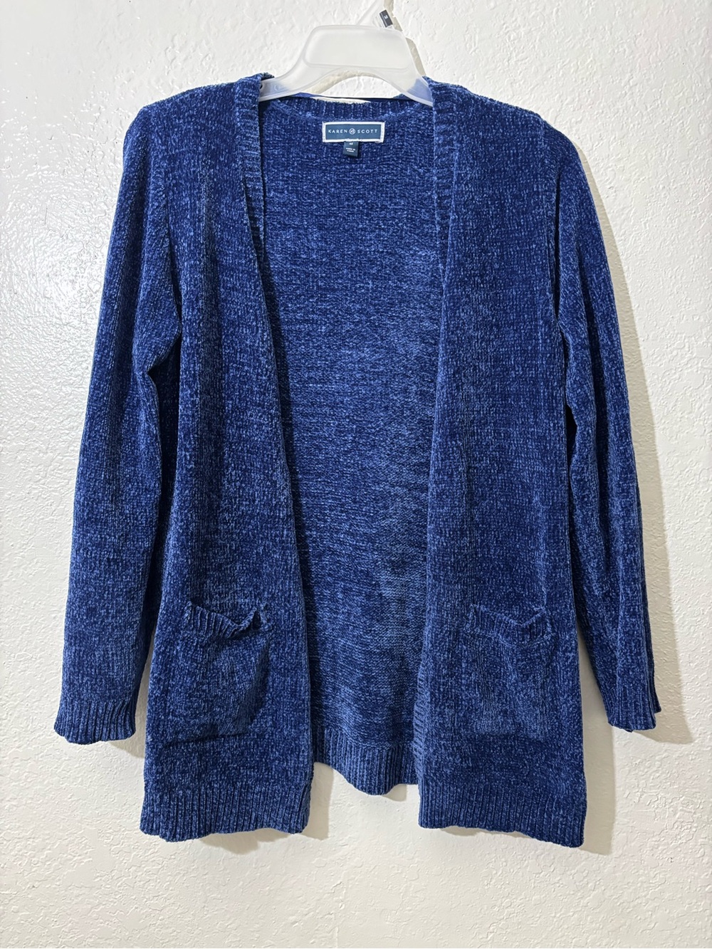 Scott Open-Front Chenille Cardigan Sweater - Deep Navy Blue
